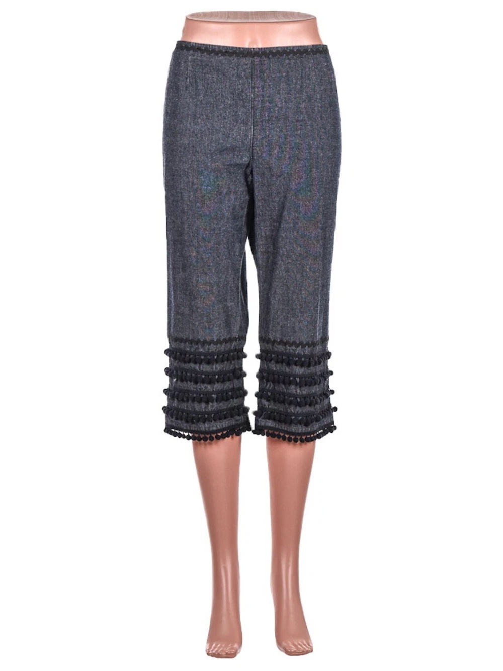 Moschino Dark Denim Jeans with Pom Pom Cropped Pants/Capris - Size Italian 40